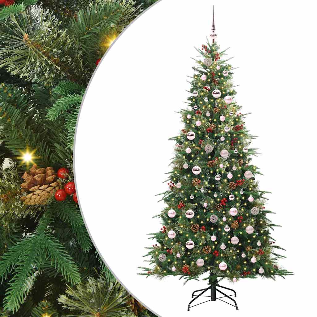 Plast Hingad Julgran med 300 LED-lampor Grön 210 cm PE och PVC