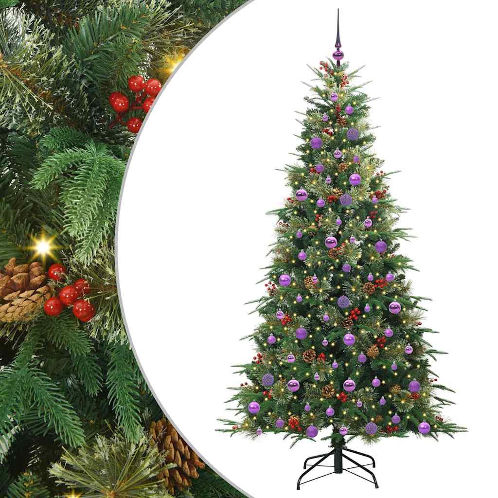 Plast Hingad Julgran med 300 LED-lampor Grön 210 cm PE och PVC
