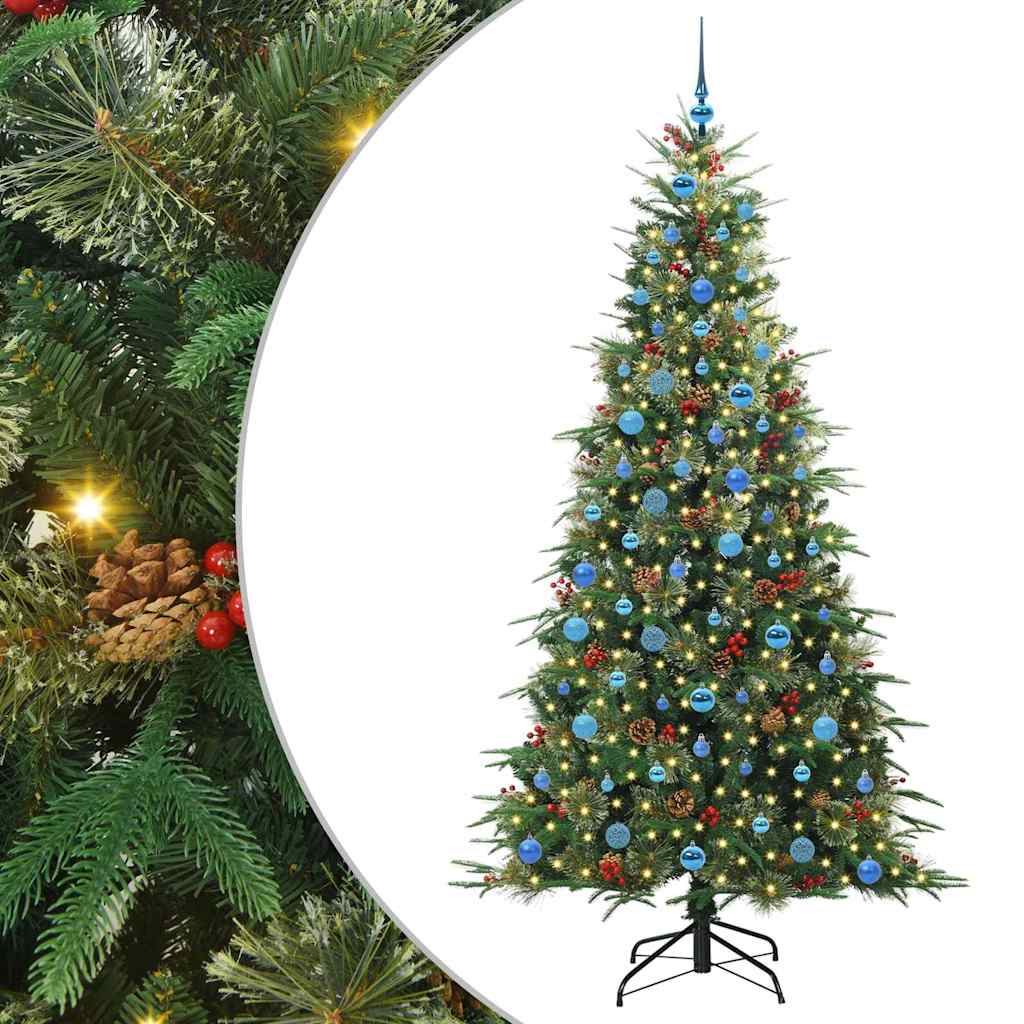 Plast Hingad Julgran med 300 LED-lampor Grön 210 cm PE och PVC