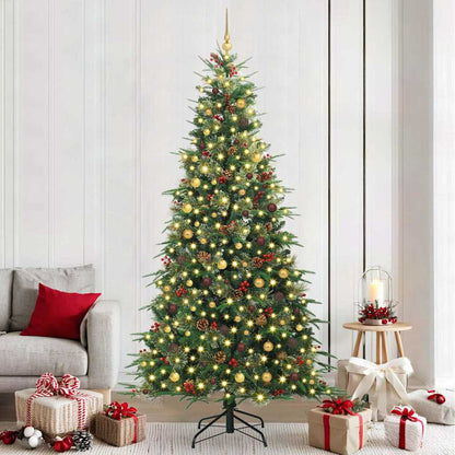 Plast Hingad Julgran med 300 LED-lampor Grön 240 cm PE och PVC