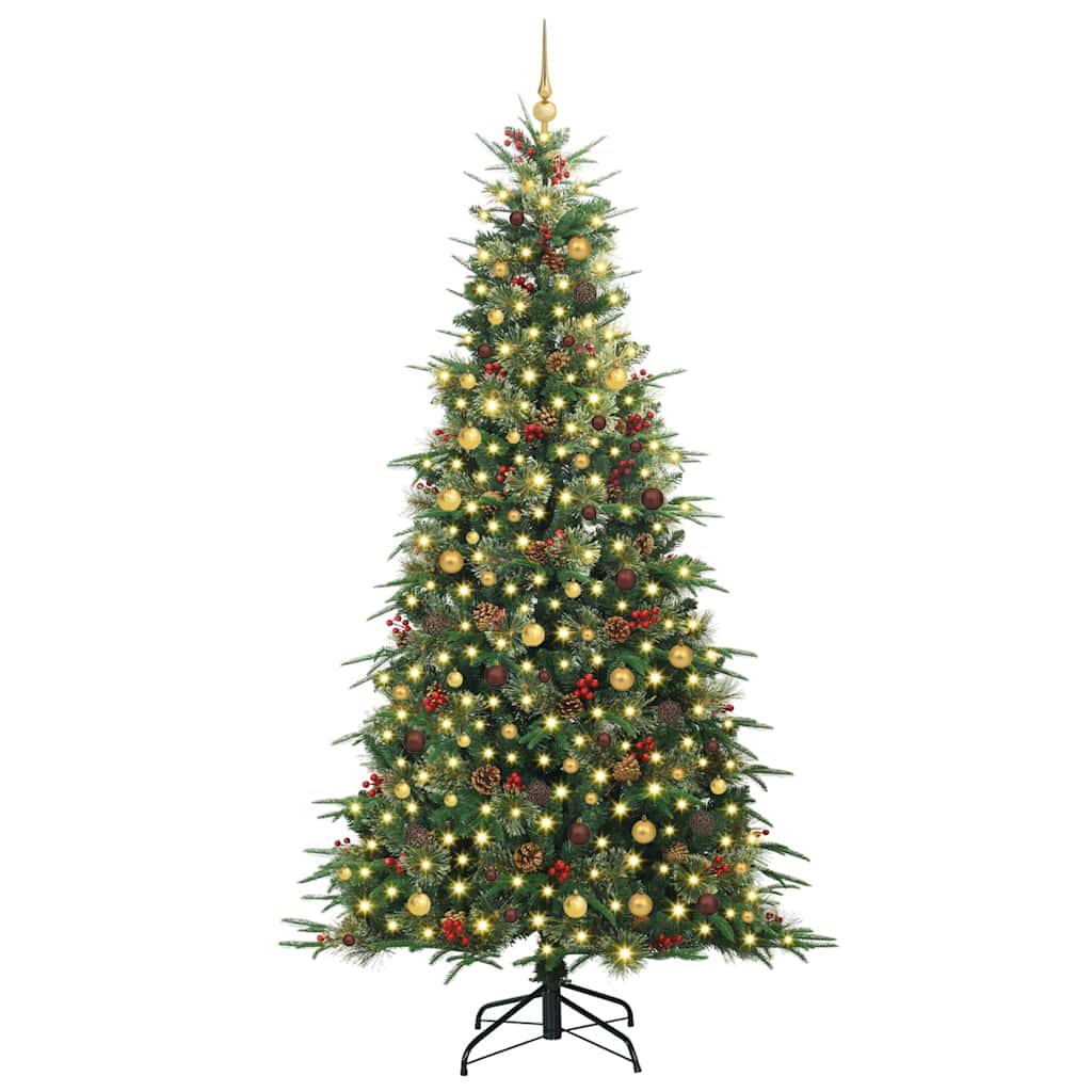 Plast Hingad Julgran med 300 LED-lampor Grön 240 cm PE och PVC