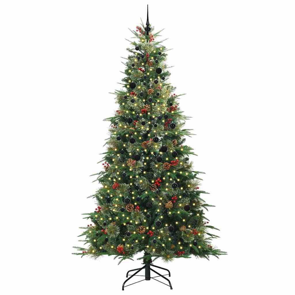 Plast Hingad Julgran med 300 LED-lampor Grön 240 cm PE och PVC