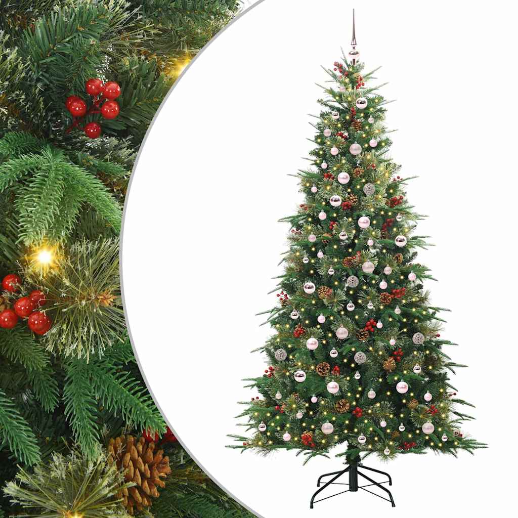 Plast Hingad Julgran med 300 LED-lampor Grön 240 cm PE och PVC