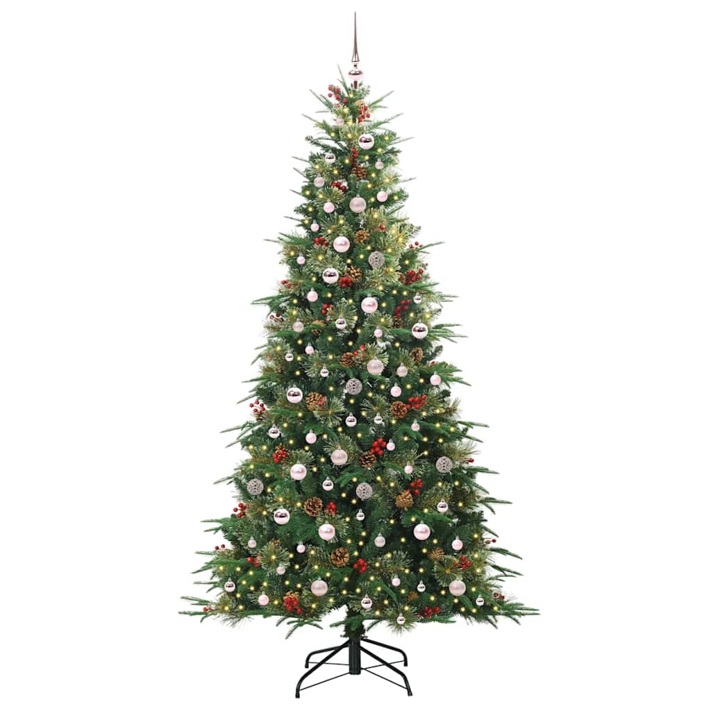 Plast Hingad Julgran med 300 LED-lampor Grön 240 cm PE och PVC