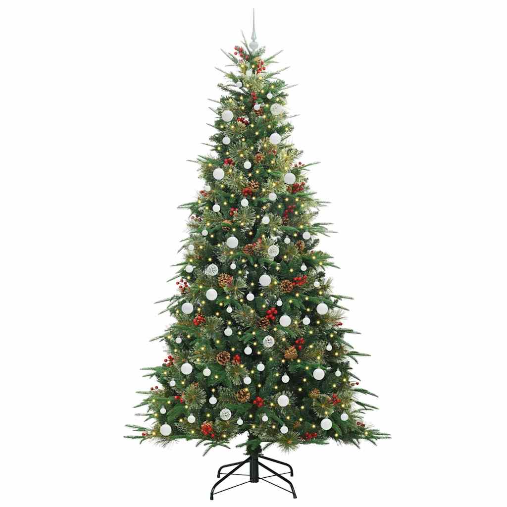 Plast Hingad Julgran med 300 LED-lampor Grön 240 cm PE och PVC