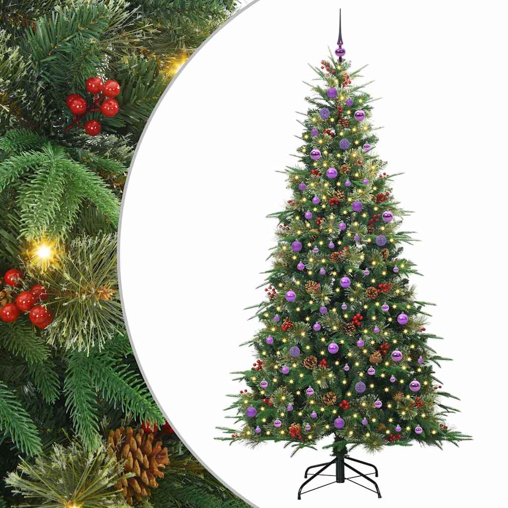 Plast Hingad Julgran med 300 LED-lampor Grön 240 cm PE och PVC