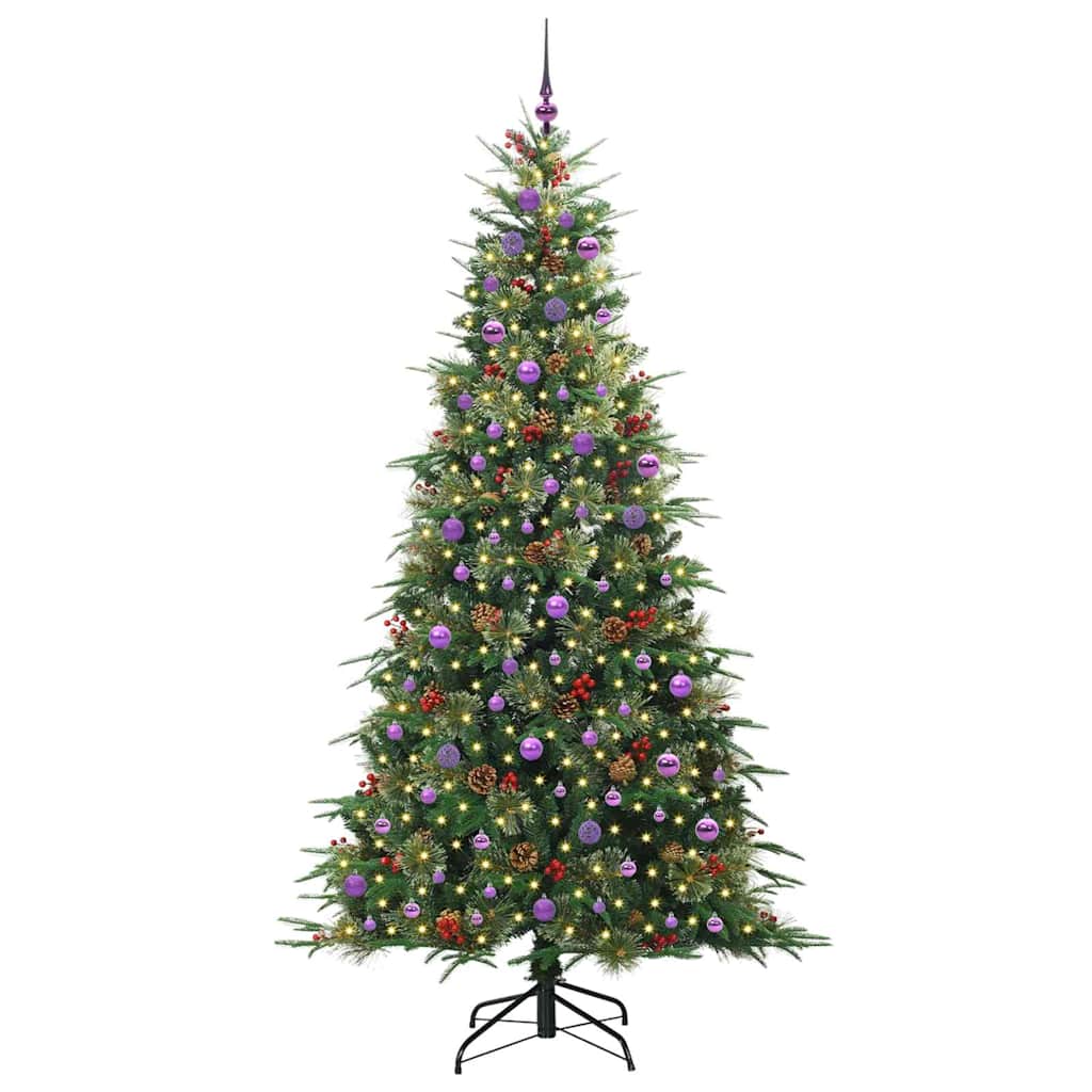 Plast Hingad Julgran med 300 LED-lampor Grön 240 cm PE och PVC