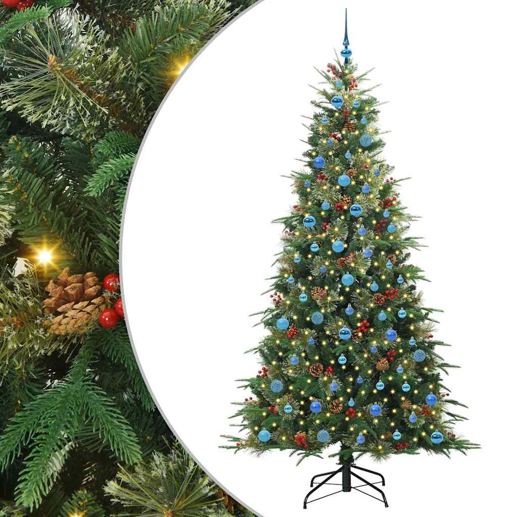 Plast Hingad Julgran med 300 LED-lampor Grön 240 cm PE och PVC