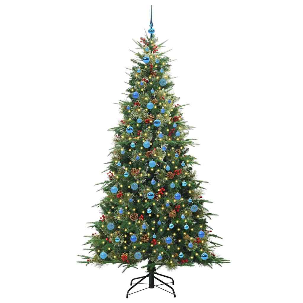 Plast Hingad Julgran med 300 LED-lampor Grön 240 cm PE och PVC