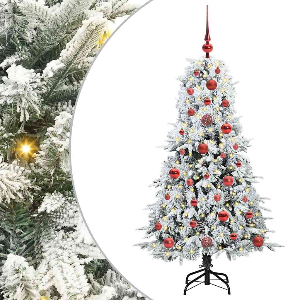 Plast Hingad Julgran med 150 LED-lampor Vit 120 cm PE och PVC