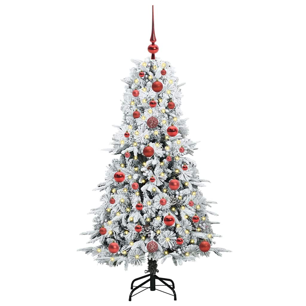 Plast Hingad Julgran med 150 LED-lampor Vit 120 cm PE och PVC