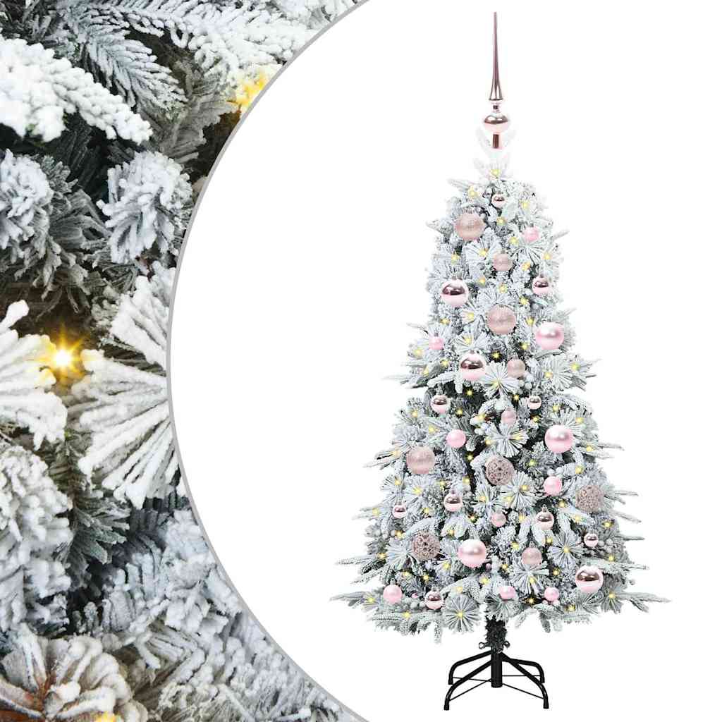 Plast Hingad Julgran med 150 LED-lampor Vit 120 cm PE och PVC