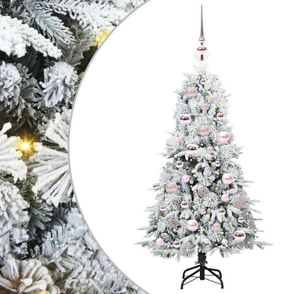 Plast Hingad Julgran med 150 LED-lampor Vit 120 cm PE och PVC