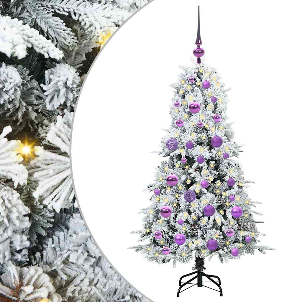 Plast Hingad Julgran med 150 LED-lampor Vit 120 cm PE och PVC