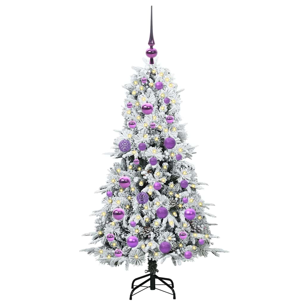 Plast Hingad Julgran med 150 LED-lampor Vit 120 cm PE och PVC