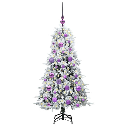 Plast Hingad Julgran med 150 LED-lampor Vit 120 cm PE och PVC