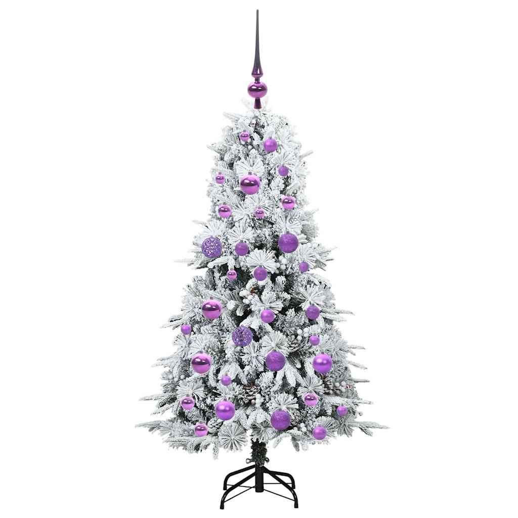 Plast Hingad Julgran med 150 LED-lampor Vit 120 cm PE och PVC