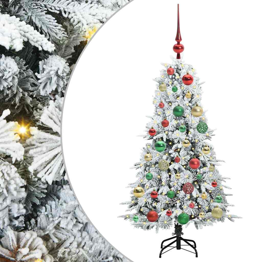 Plast Hingad Julgran med 150 LED-lampor Vit 120 cm PE och PVC