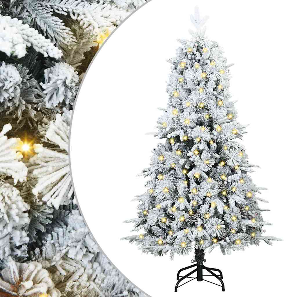 Plast Hingad Julgran med 150 LED-lampor Vit 150 cm PE och PVC