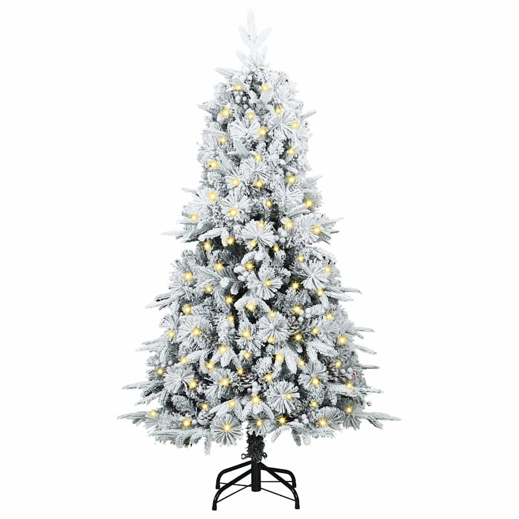 Plast Hingad Julgran med 150 LED-lampor Vit 150 cm PE och PVC