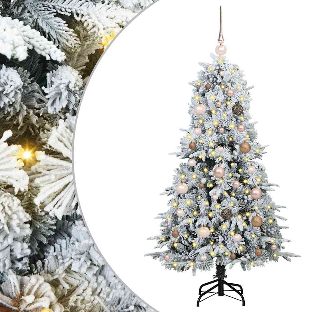 Plast Hingad Julgran med 150 LED-lampor Vit 150 cm PE och PVC