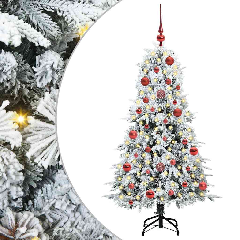 Plast Hingad Julgran med 150 LED-lampor Vit 150 cm PE och PVC