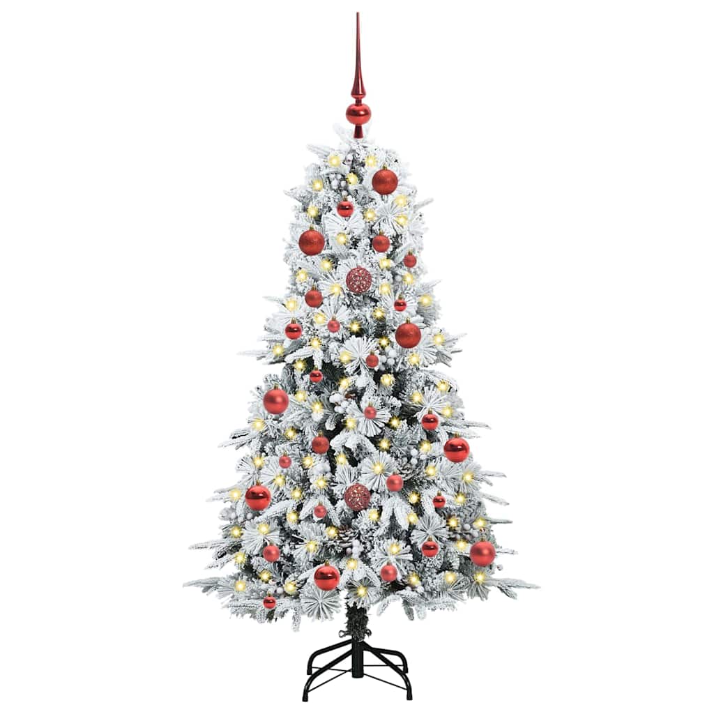 Plast Hingad Julgran med 150 LED-lampor Vit 150 cm PE och PVC