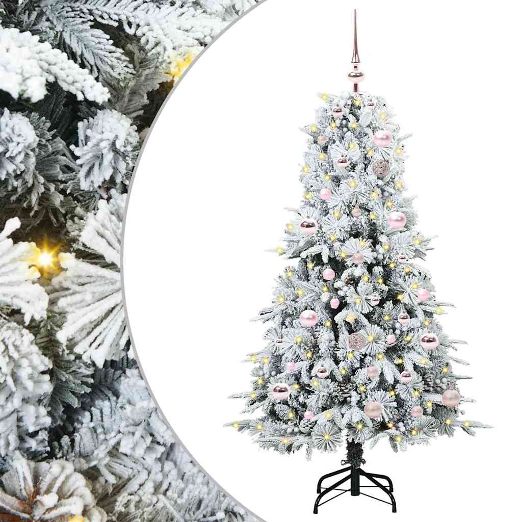 Plast Hingad Julgran med 150 LED-lampor Vit 150 cm PE och PVC
