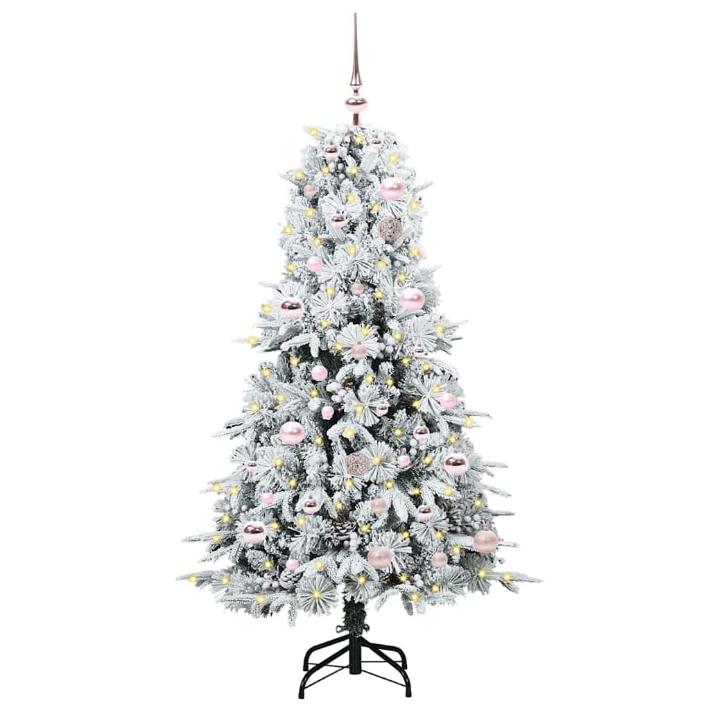Plast Hingad Julgran med 150 LED-lampor Vit 150 cm PE och PVC