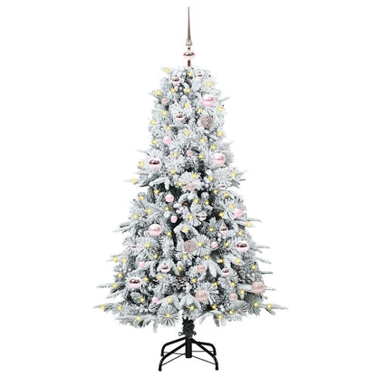 Plast Hingad Julgran med 150 LED-lampor Vit 150 cm PE och PVC