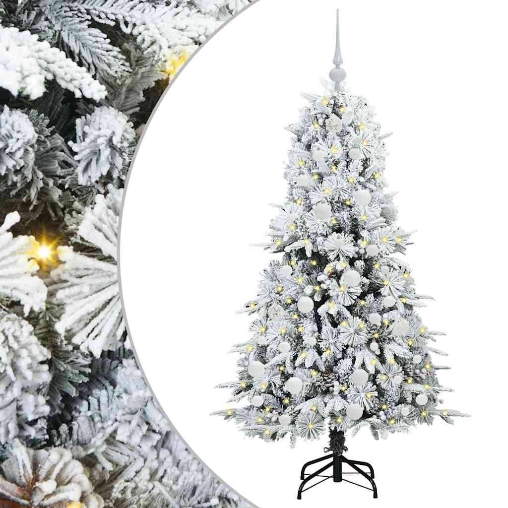 Plast Hingad Julgran med 150 LED-lampor Vit 150 cm PE och PVC