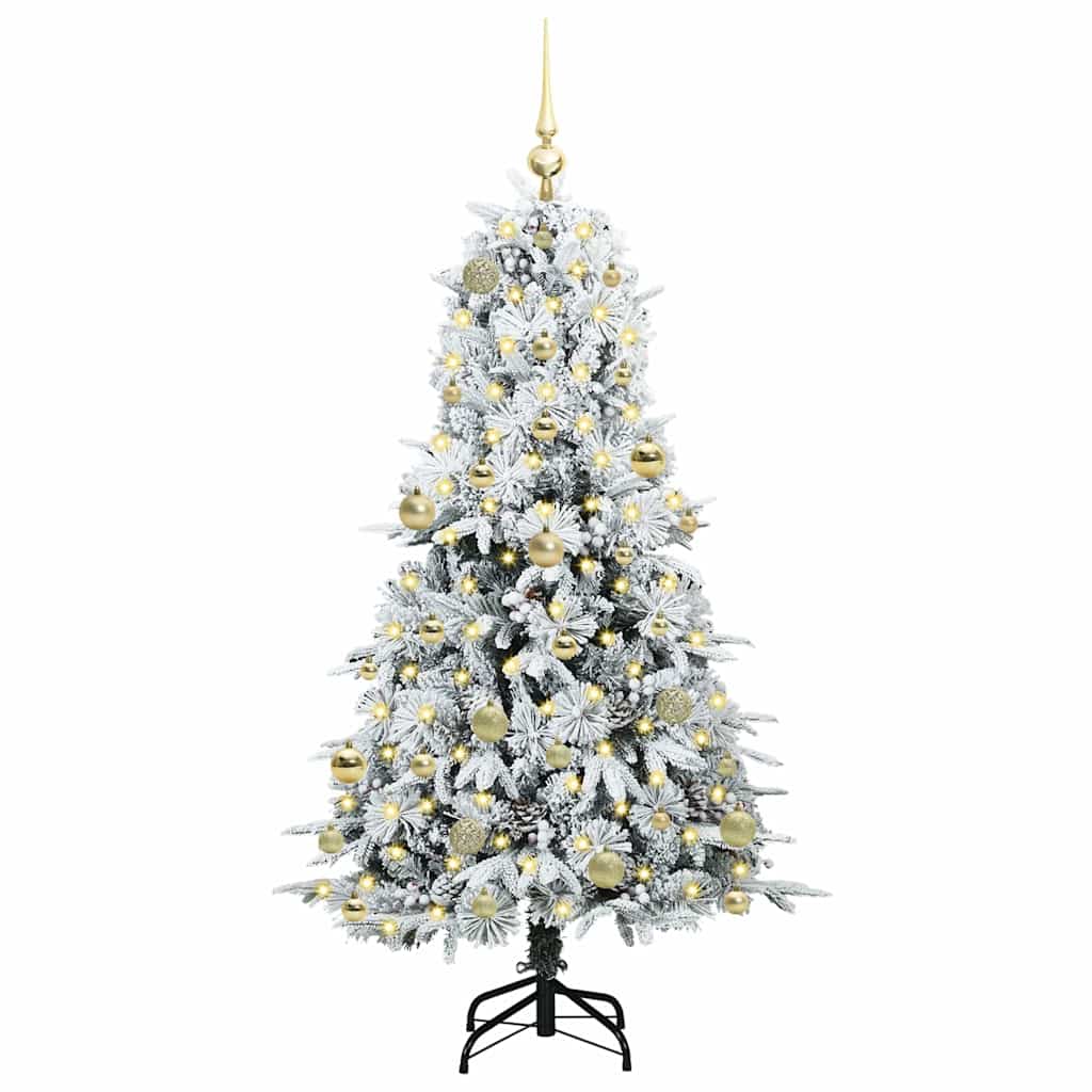 Plast Hingad Julgran med 150 LED-lampor Vit 150 cm PE och PVC