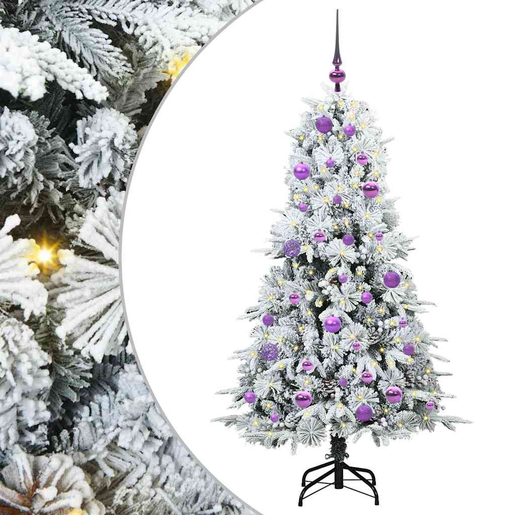 Plast Hingad Julgran med 150 LED-lampor Vit 150 cm PE och PVC