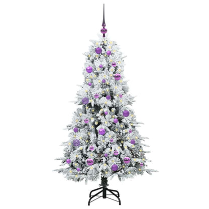 Plast Hingad Julgran med 150 LED-lampor Vit 150 cm PE och PVC