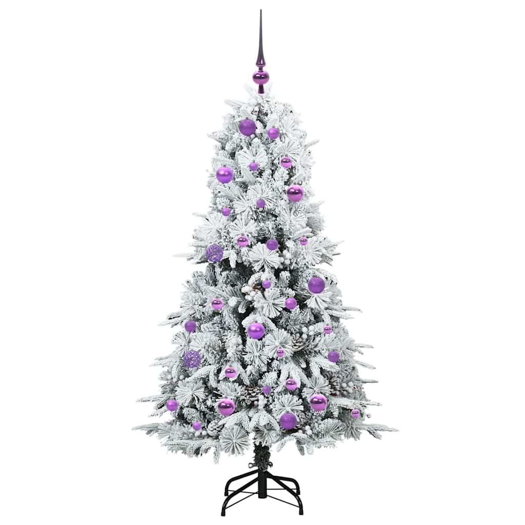 Plast Hingad Julgran med 150 LED-lampor Vit 150 cm PE och PVC
