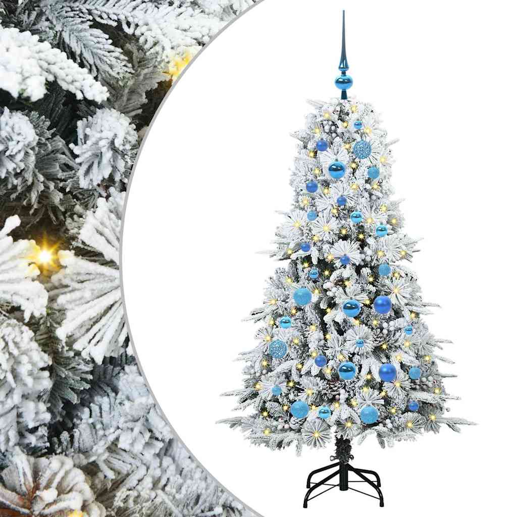 Plast Hingad Julgran med 150 LED-lampor Vit 150 cm PE och PVC