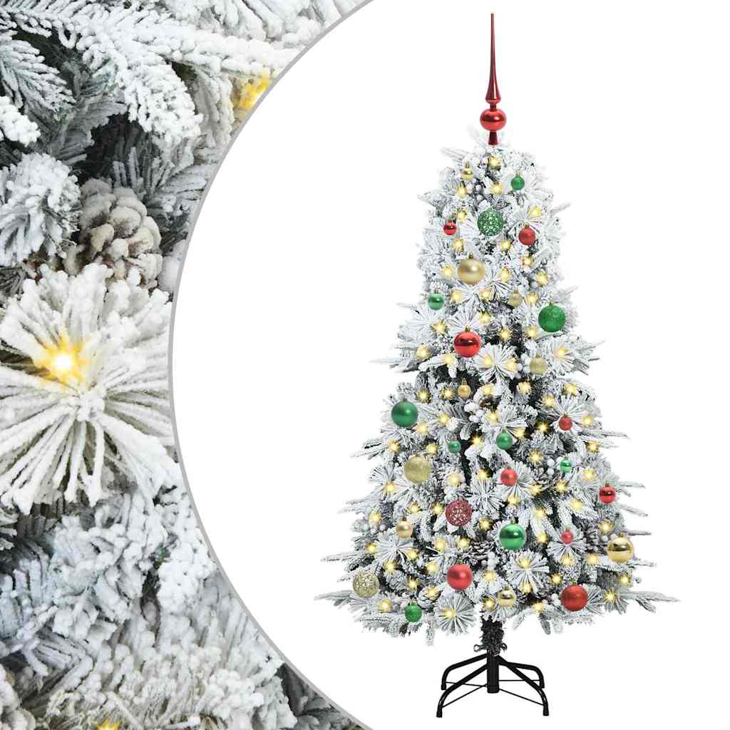 Plast Hingad Julgran med 150 LED-lampor Vit 150 cm PE och PVC