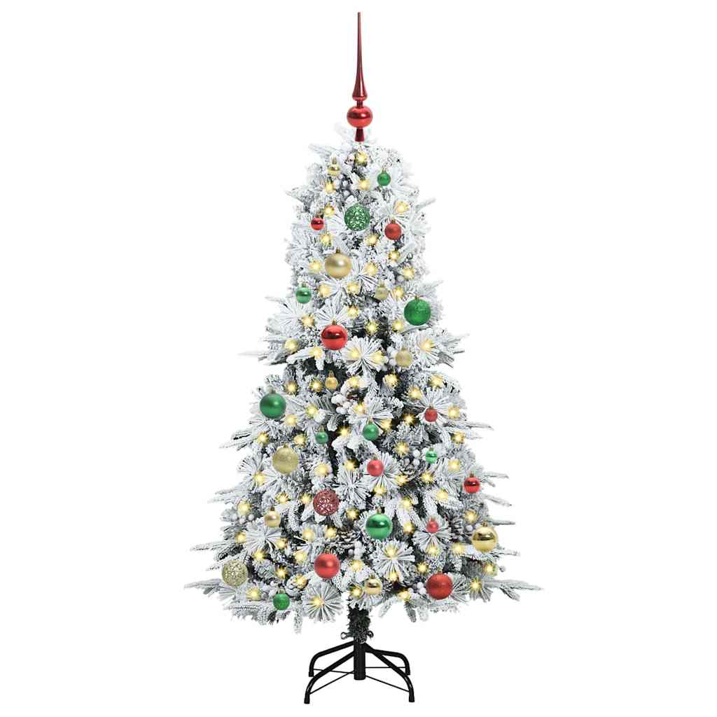 Plast Hingad Julgran med 150 LED-lampor Vit 150 cm PE och PVC