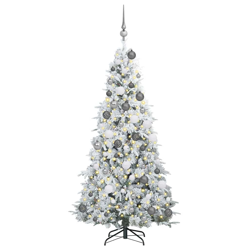 Plast Hingad Julgran med 300 LED-lampor Vit 180 cm PE och PVC