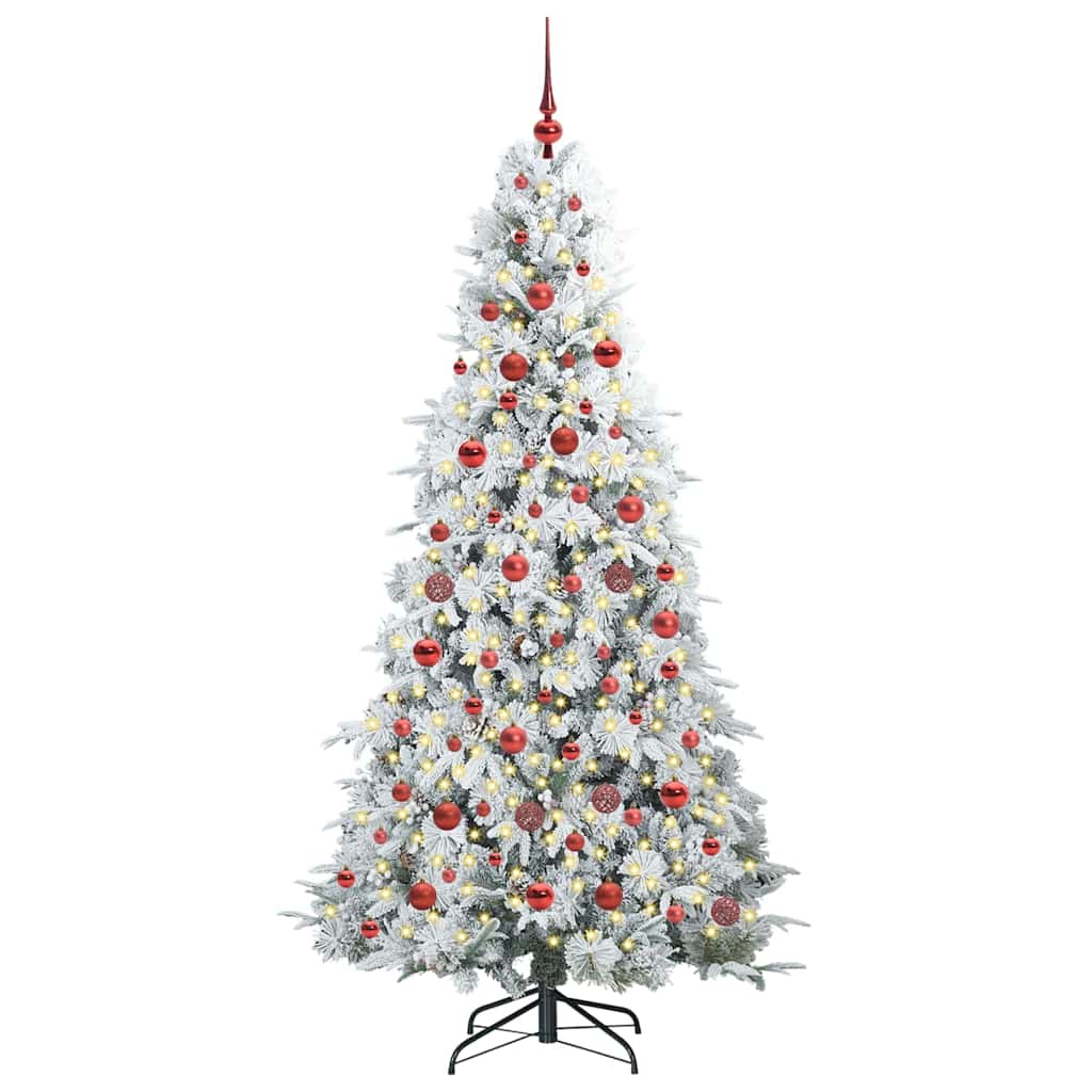 Plast Hingad Julgran med 300 LED-lampor Vit 180 cm PE och PVC