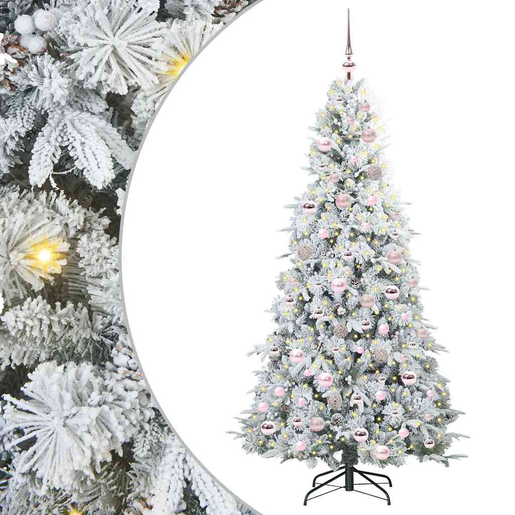 Plast Hingad Julgran med 300 LED-lampor Vit 180 cm PE och PVC