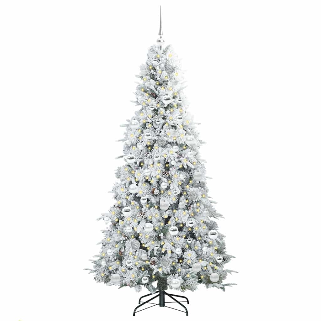 Plast Hingad Julgran med 300 LED-lampor Vit 180 cm PE och PVC