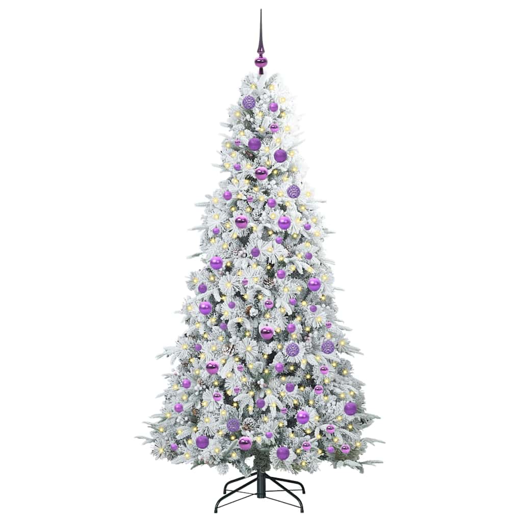 Plast Hingad Julgran med 300 LED-lampor Vit 180 cm PE och PVC