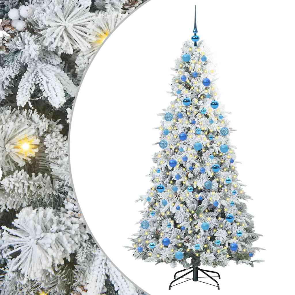 Plast Hingad Julgran med 300 LED-lampor Vit 180 cm PE och PVC
