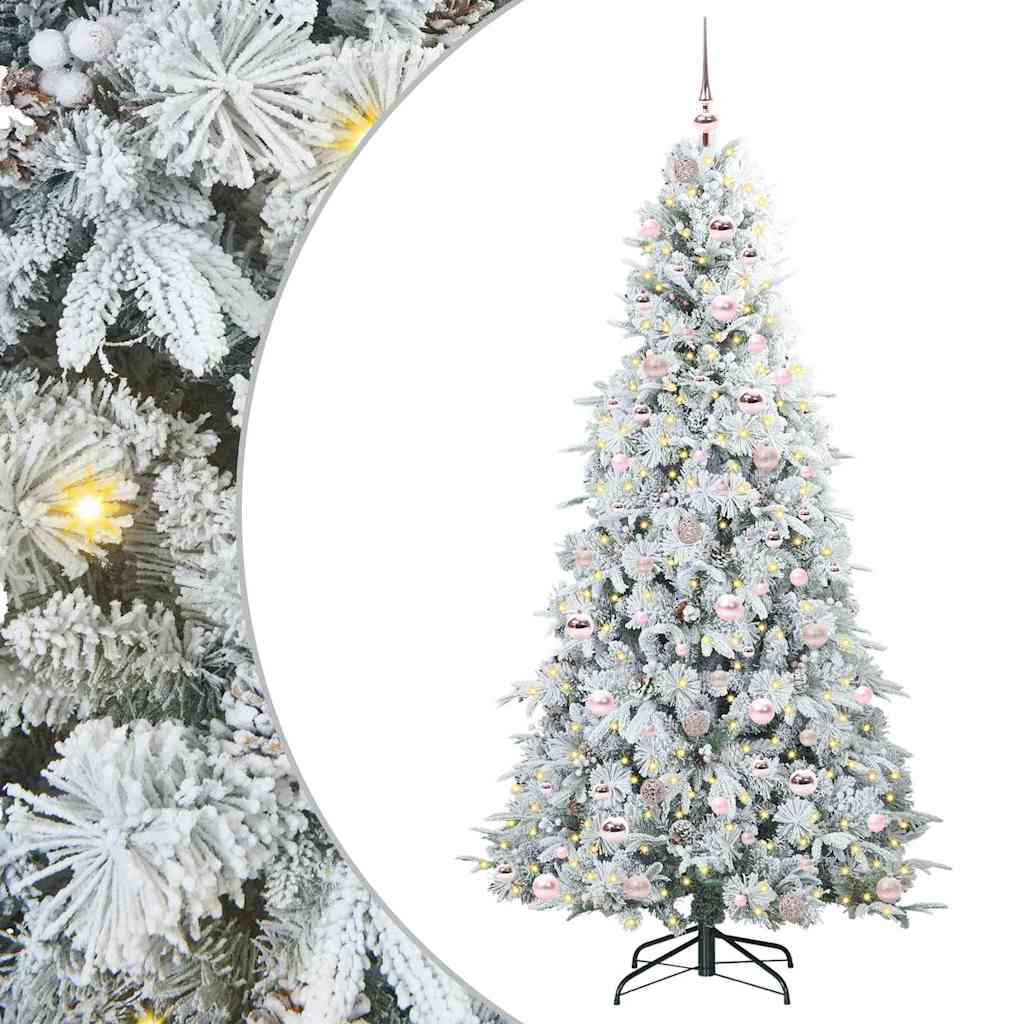 Plast Hingad Julgran med 300 LED-lampor Vit 210 cm PE och PVC