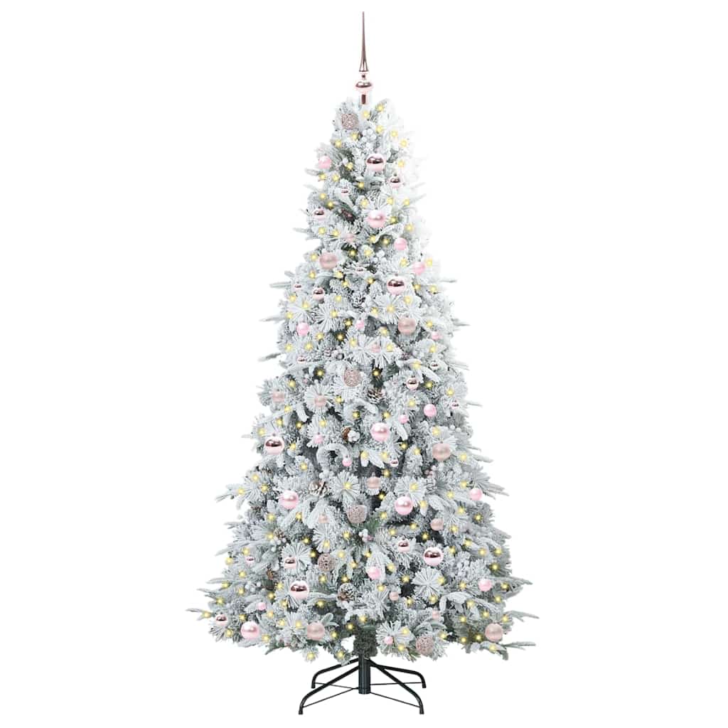 Plast Hingad Julgran med 300 LED-lampor Vit 210 cm PE och PVC