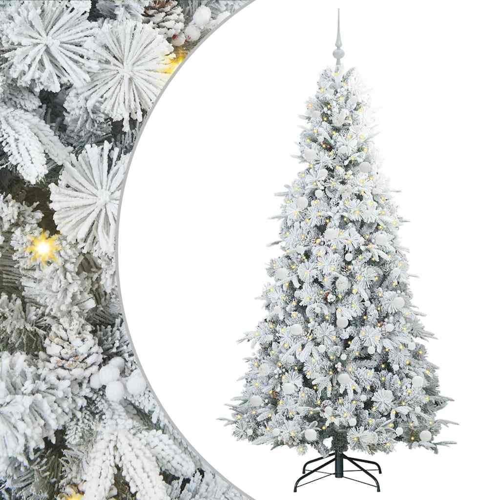 Plast Hingad Julgran med 300 LED-lampor Vit 210 cm PE och PVC