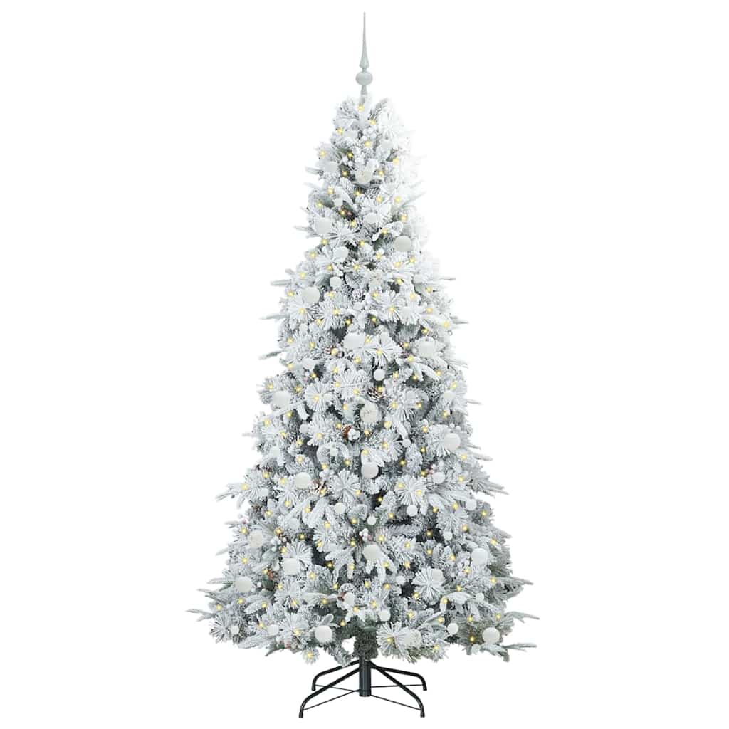 Plast Hingad Julgran med 300 LED-lampor Vit 210 cm PE och PVC