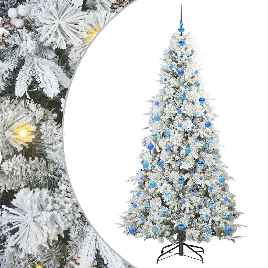 Plast Hingad Julgran med 300 LED-lampor Vit 210 cm PE och PVC