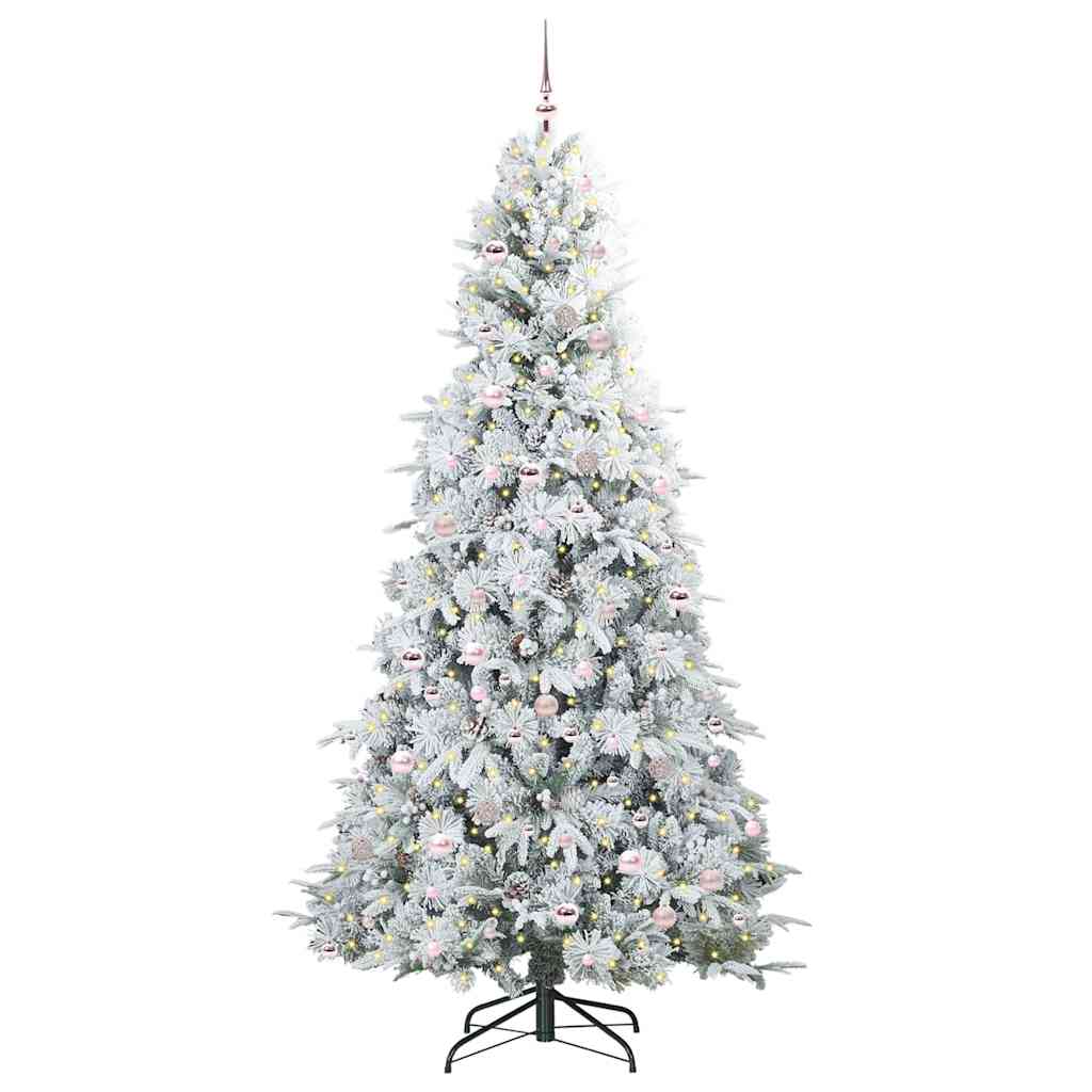 Plast Hingad Julgran med 300 LED-lampor Vit 240 cm PE och PVC